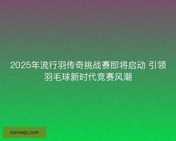 2025年流行羽传奇挑战赛即将启动 引领羽毛球新时代竞赛风潮